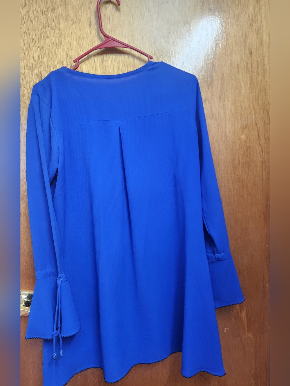 Others Follow Cobalt Blue Ruffle-Front Blouse - Picture 2 of 3